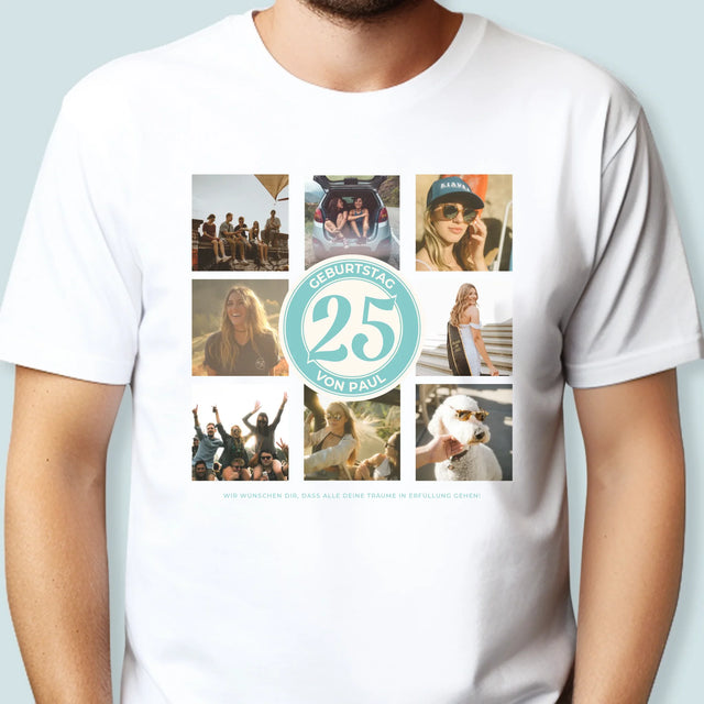 Fotocollage: 25 Geburtstag - T-Shirt Für Herren