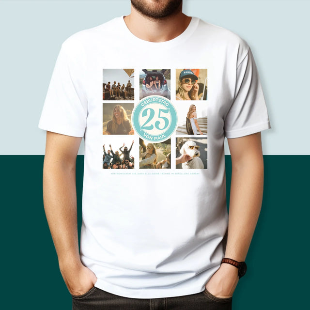 Fotocollage: 25 Geburtstag - T-Shirt Für Herren