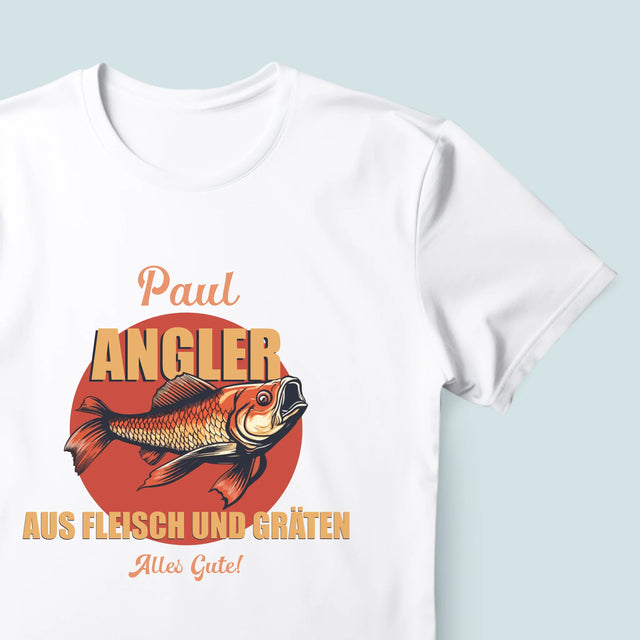 Name Und Unterschrift: Ein Angler Aus Fleisch Und Gräten - T-Shirt Für Herren