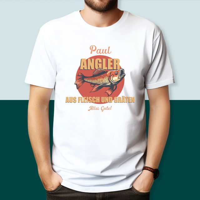 Name Und Unterschrift: Ein Angler Aus Fleisch Und Gräten - T-Shirt Für Herren