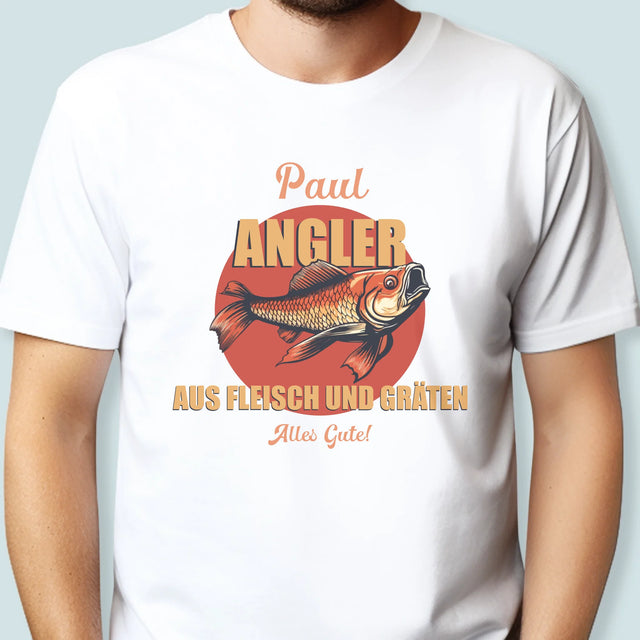 Name Und Unterschrift: Ein Angler Aus Fleisch Und Gräten - T-Shirt Für Herren