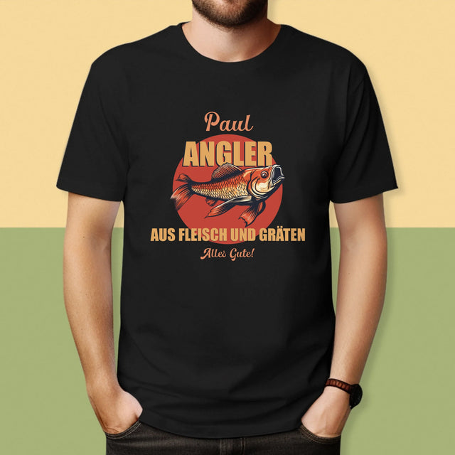 Name Und Unterschrift: Ein Angler Aus Fleisch Und Gräten - T-Shirt Für Herren