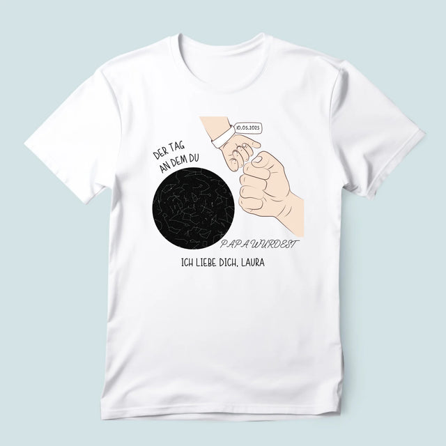 Sternkarte: Der Tag An Dem Du Papa Wurdest - T-Shirt Für Herren