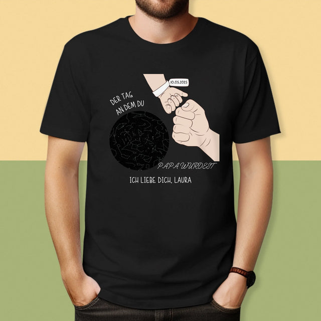 Sternkarte: Der Tag An Dem Du Papa Wurdest - T-Shirt Für Herren