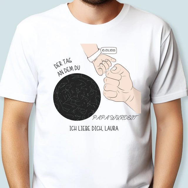 Sternkarte: Der Tag An Dem Du Papa Wurdest - T-Shirt Für Herren