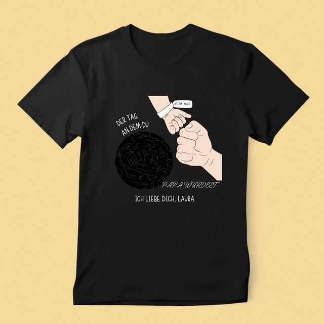 Sternkarte: Der Tag An Dem Du Papa Wurdest - T-Shirt Für Herren