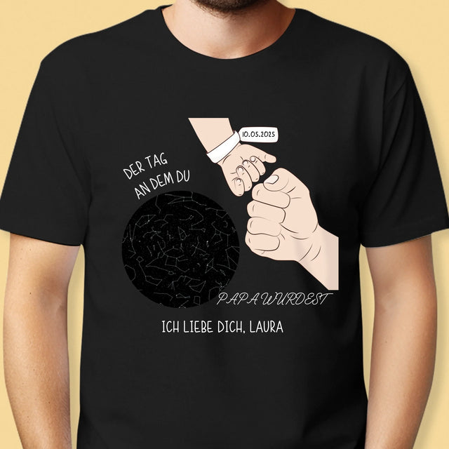 Sternkarte: Der Tag An Dem Du Papa Wurdest - T-Shirt Für Herren