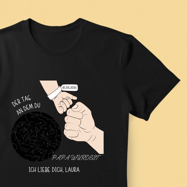 Sternkarte: Der Tag An Dem Du Papa Wurdest - T-Shirt Für Herren