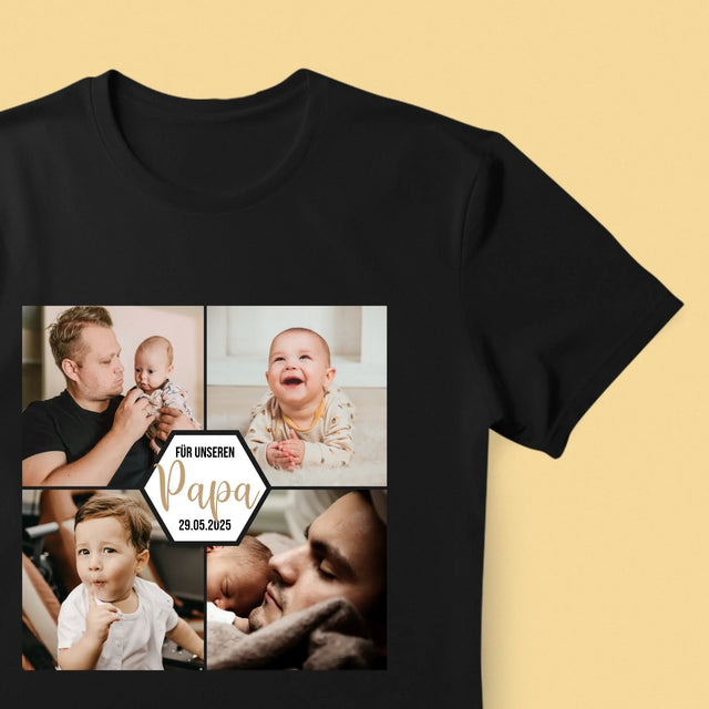 Fotocollage: Für Unseren Papa - T-Shirt Für Herren