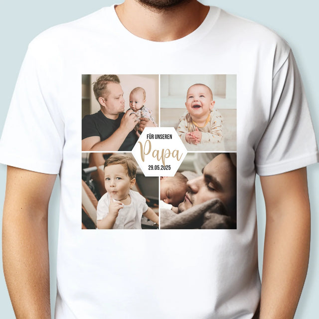 Fotocollage: Für Unseren Papa - T-Shirt Für Herren
