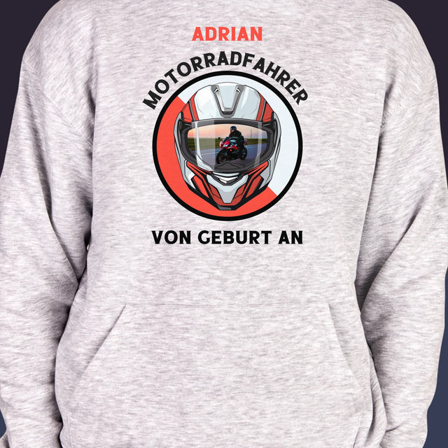 Foto Und Unterschrift: Motorradfahrer Von Geburt An - Kapuzenpullover Für Herren