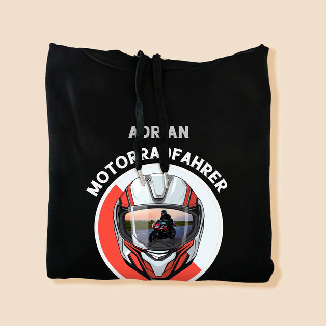 Foto Und Unterschrift: Motorradfahrer Von Geburt An - Kapuzenpullover Für Herren