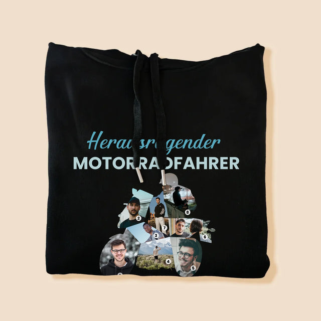 Form-Collage: Herausragender Motorradfahrer - Kapuzenpullover Für Herren