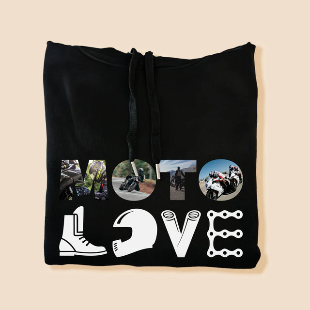 Buchstaben-Collage: Motolove - Kapuzenpullover Für Herren