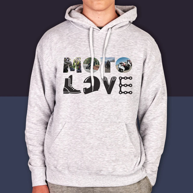 Buchstaben-Collage: Motolove - Kapuzenpullover Für Herren