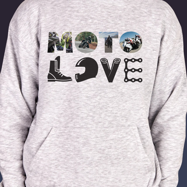 Buchstaben-Collage: Motolove - Kapuzenpullover Für Herren