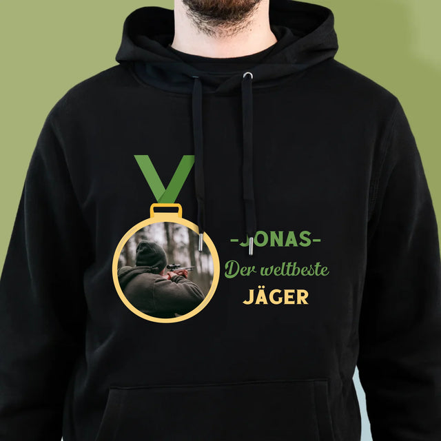 Foto Und Unterschrift: Der Weltbeste Jäger - Kapuzenpullover Für Herren