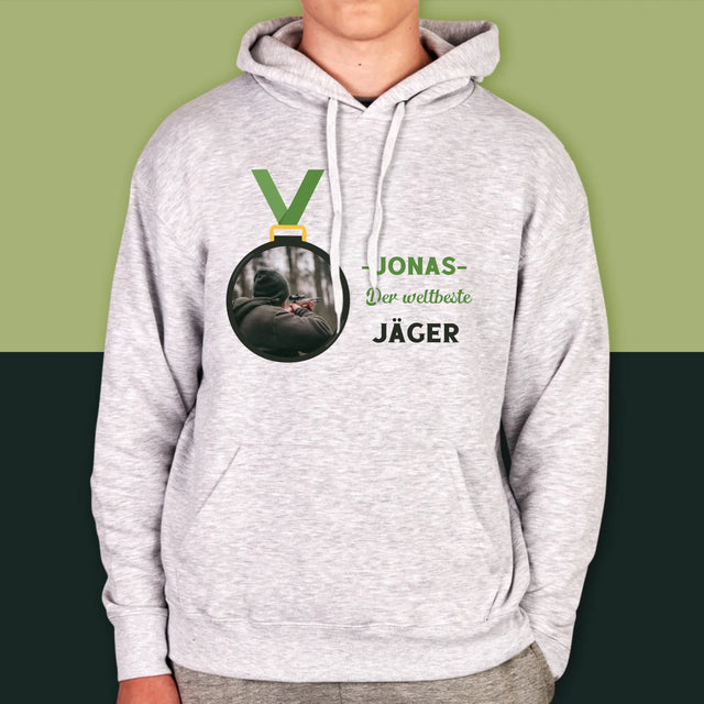 Foto Und Unterschrift: Der Weltbeste Jäger - Kapuzenpullover Für Herren