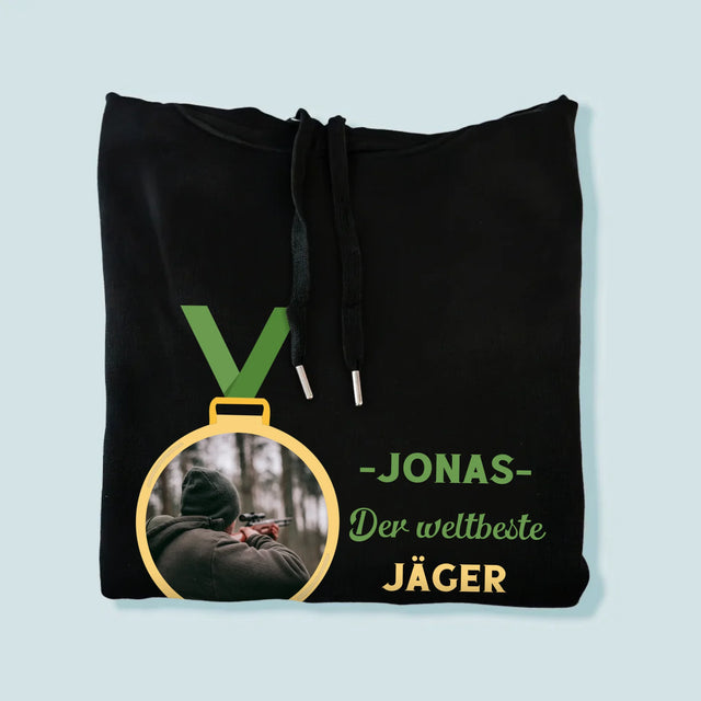 Foto Und Unterschrift: Der Weltbeste Jäger - Kapuzenpullover Für Herren
