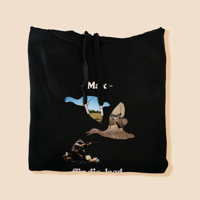 Form-Collage: Für Die Jagd Geschaffen - Kapuzenpullover Für Herren