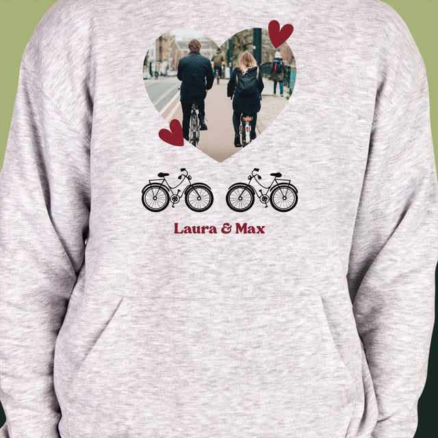 Foto Und Unterschrift: Radfahrerpaar - Kapuzenpullover Für Herren