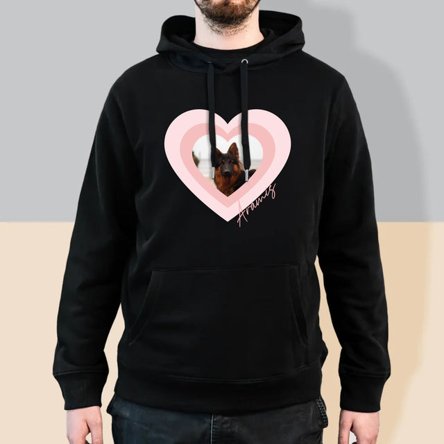 Foto Und Unterschrift: Bild Eines Haustieres Im Herzen - Kapuzenpullover Für Herren