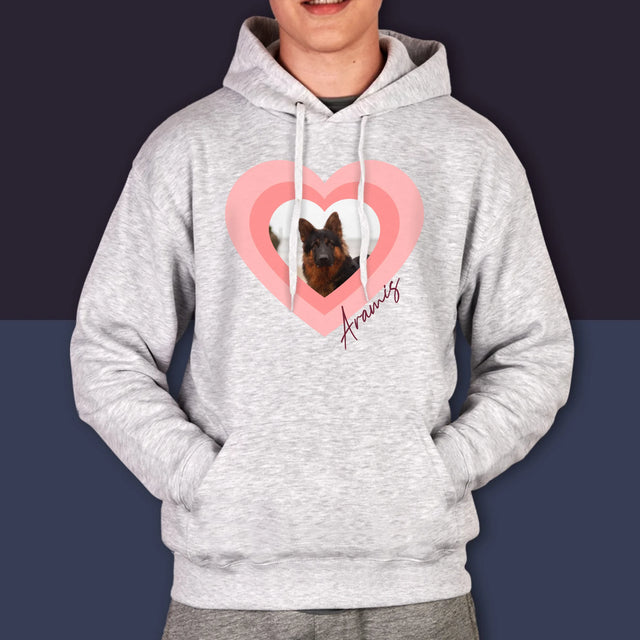 Foto Und Unterschrift: Bild Eines Haustieres Im Herzen - Kapuzenpullover Für Herren