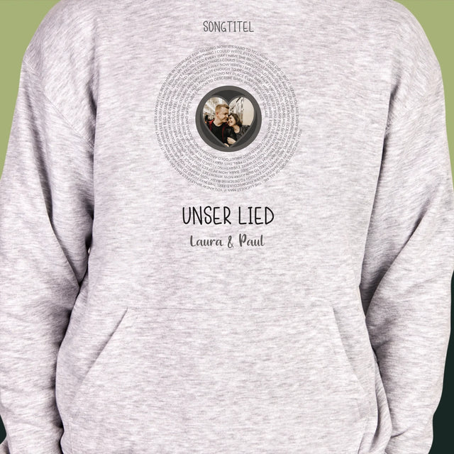 Foto Und Unterschrift: Unser Lied Mit Text - Kapuzenpullover Für Herren