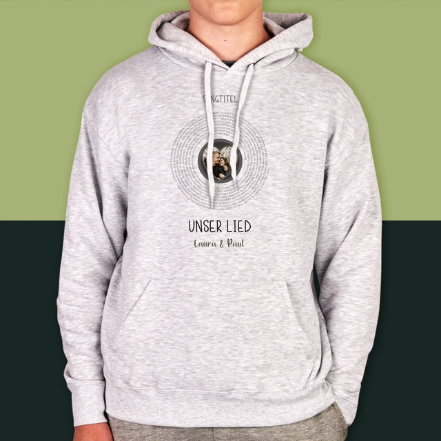 Foto Und Unterschrift: Unser Lied Mit Text - Kapuzenpullover Für Herren