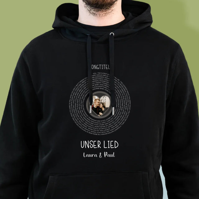 Foto Und Unterschrift: Unser Lied Mit Text - Kapuzenpullover Für Herren