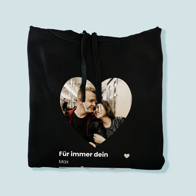 Foto Und Unterschrift: Unser Lied - Herz-Qr-Code - Kapuzenpullover Für Herren