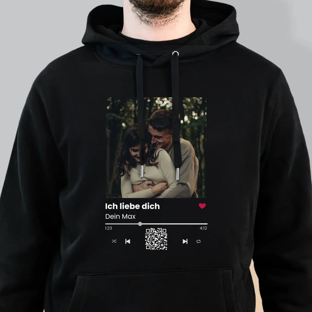 Foto Und Unterschrift: Spotify Mit Qr-Code - Kapuzenpullover Für Herren