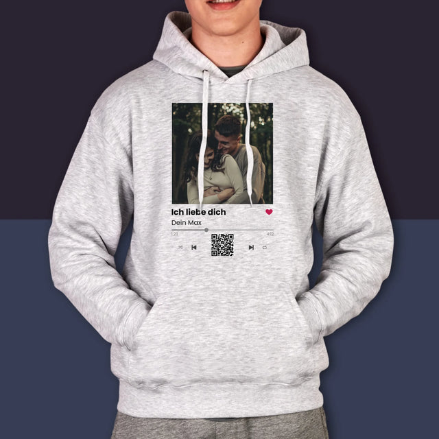 Foto Und Unterschrift: Spotify Mit Qr-Code - Kapuzenpullover Für Herren
