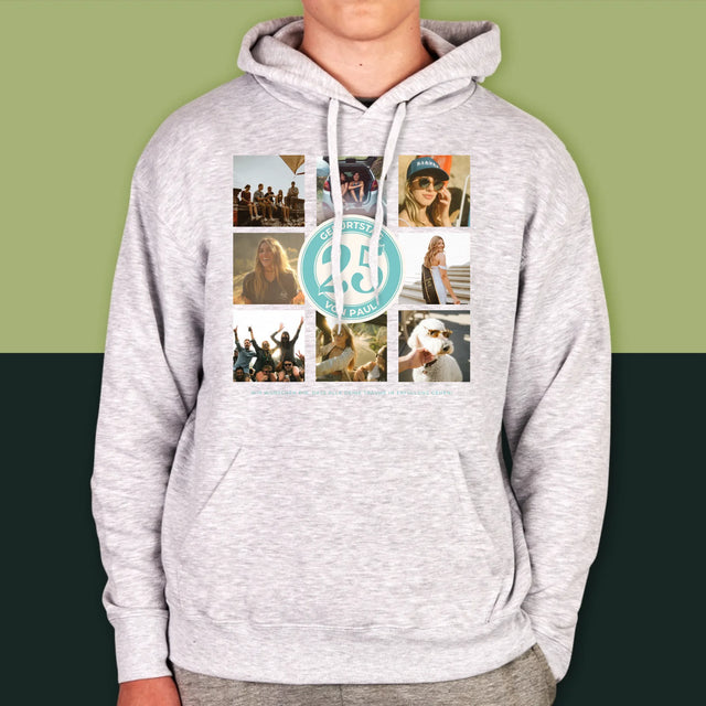 Fotocollage: 25 Geburtstag - Kapuzenpullover Für Herren