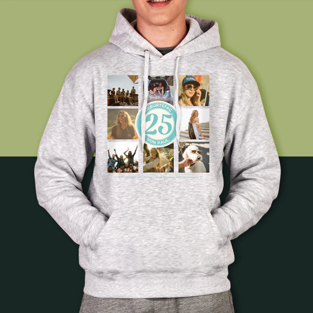 Fotocollage: 25 Geburtstag - Kapuzenpullover Für Herren