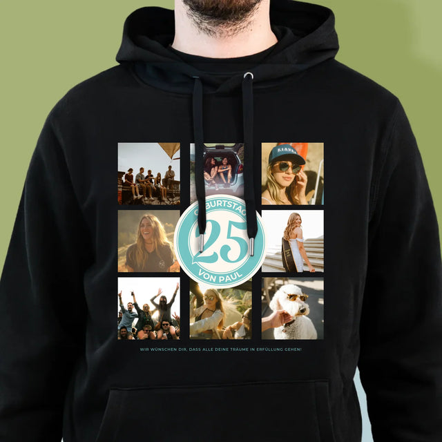 Fotocollage: 25 Geburtstag - Kapuzenpullover Für Herren