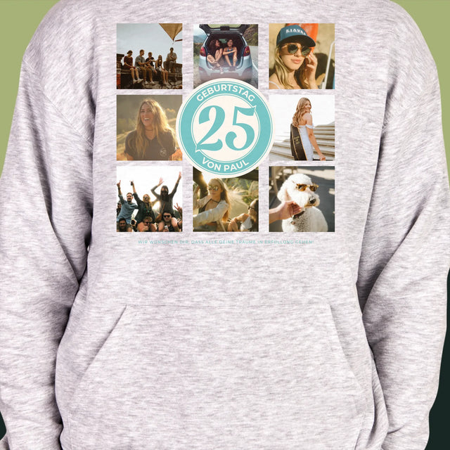 Fotocollage: 25 Geburtstag - Kapuzenpullover Für Herren