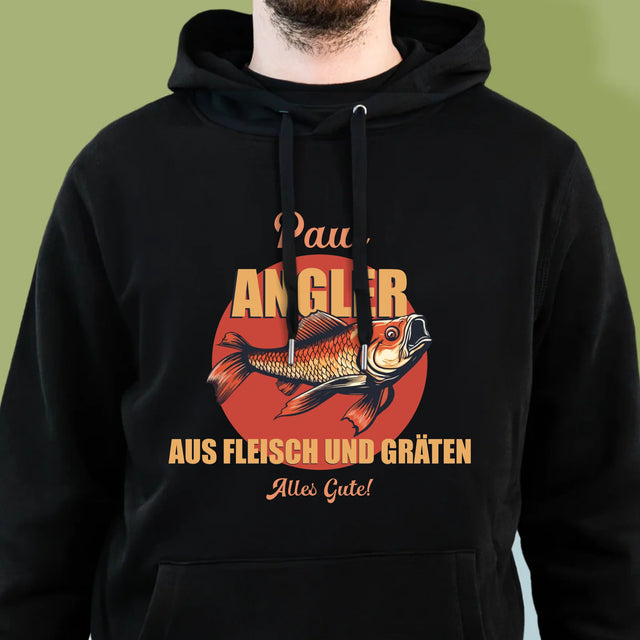 Name Und Unterschrift: Ein Angler Aus Fleisch Und Gräten - Kapuzenpullover Für Herren