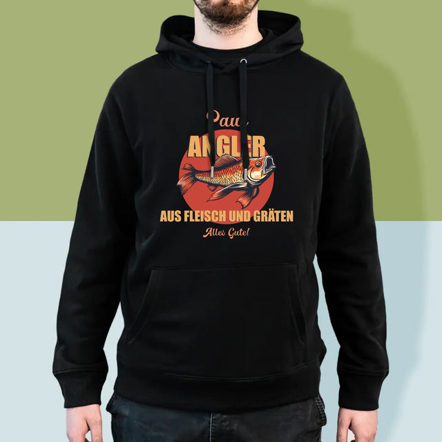 Name Und Unterschrift: Ein Angler Aus Fleisch Und Gräten - Kapuzenpullover Für Herren