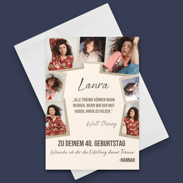 Fotocollage: 40. Geburtstag Erfülle Deine Träume - Glückwunschkarte