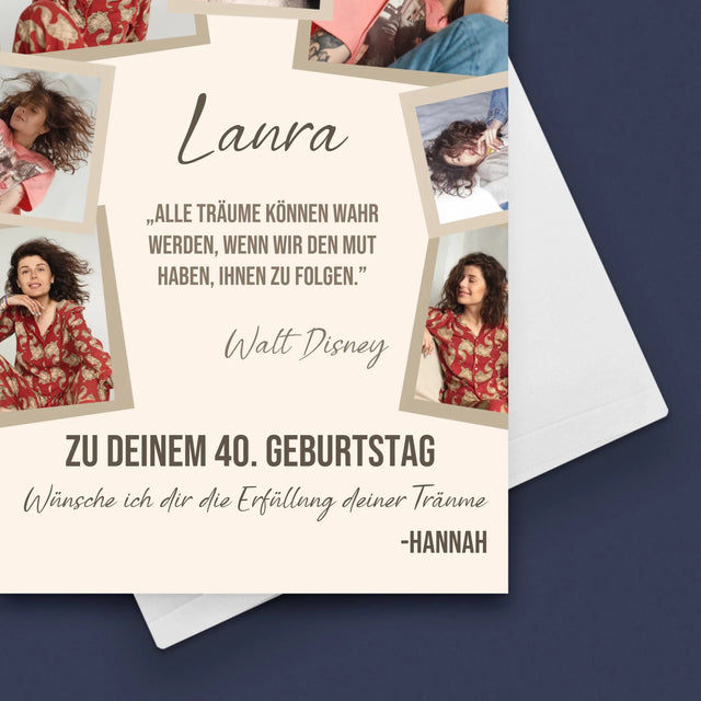 Fotocollage: 40. Geburtstag Erfülle Deine Träume - Glückwunschkarte