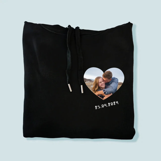 Foto Und Unterschrift: Foto Im Herzen - Kapuzenpullover Für Herren