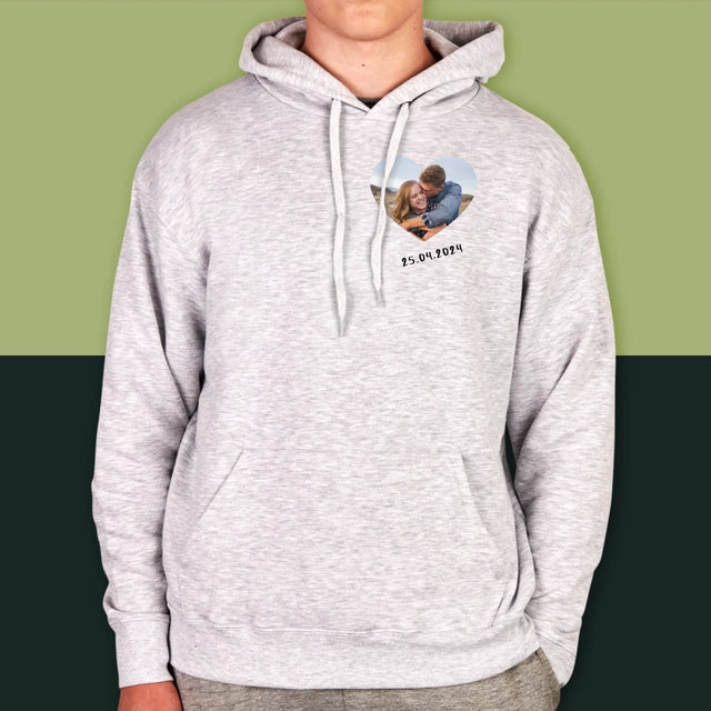 Foto Und Unterschrift: Foto Im Herzen - Kapuzenpullover Für Herren