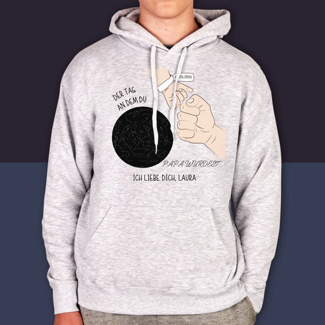 Sternkarte: Der Tag An Dem Du Papa Wurdest - Kapuzenpullover Für Herren