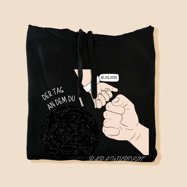 Sternkarte: Der Tag An Dem Du Papa Wurdest - Kapuzenpullover Für Herren