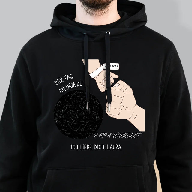Sternkarte: Der Tag An Dem Du Papa Wurdest - Kapuzenpullover Für Herren