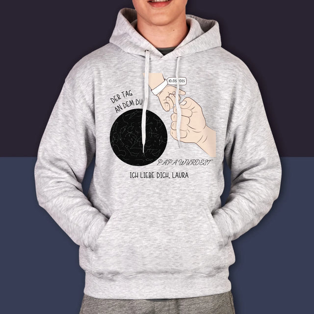 Sternkarte: Der Tag An Dem Du Papa Wurdest - Kapuzenpullover Für Herren