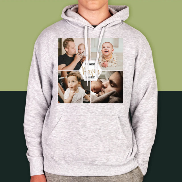 Fotocollage: Für Unseren Papa - Kapuzenpullover Für Herren