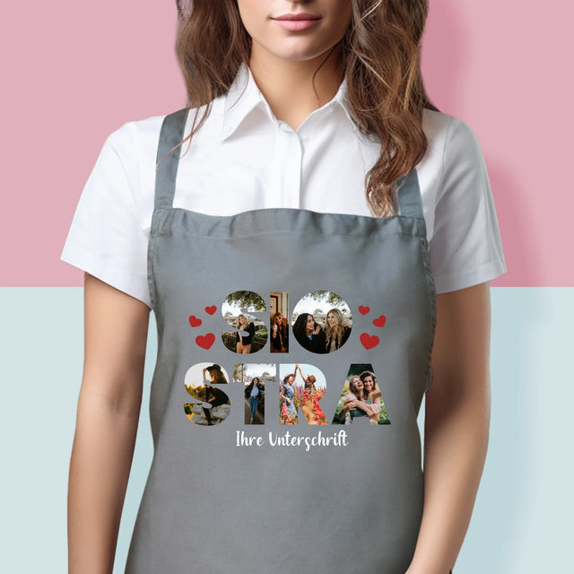 Buchstaben-Collage: Schwester - Schürze