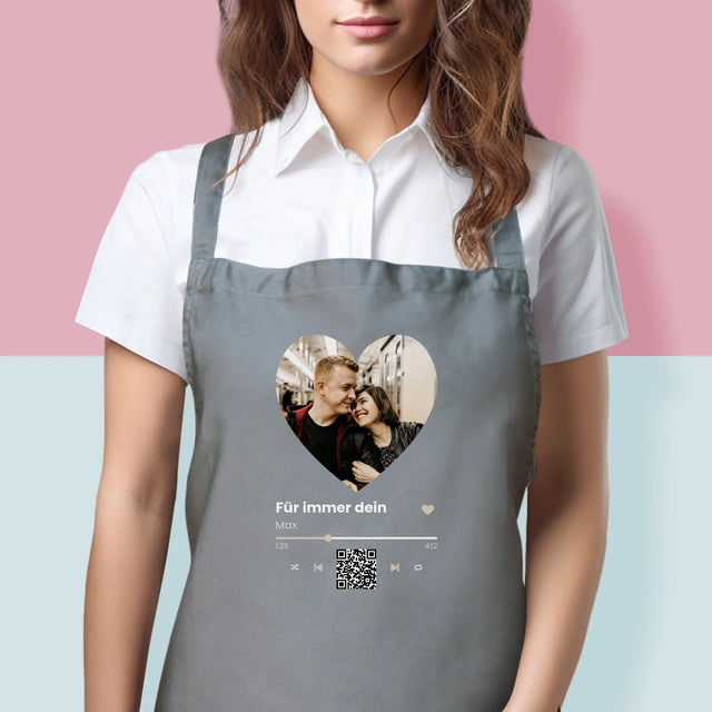 Foto Und Unterschrift: Unser Lied - Herz-Qr-Code - Schürze